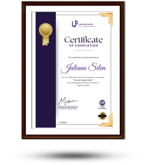 Learning Facility certificate of completion